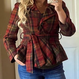 Tartan Plaid Peplum Jacket